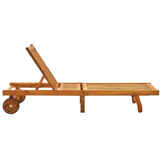 Chaise longue de jardin Bois d'acacia solide Beige 200 x 59/63 x 30/62/76/85 cm - PANGIVO - Image 5