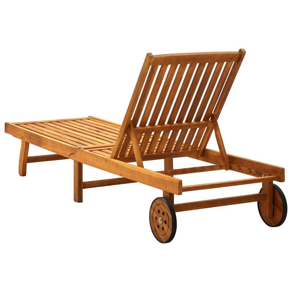 Chaise longue de jardin Bois d'acacia solide Beige 200 x 59/63 x 30/62/76/85 cm - PANGIVO - Image 4