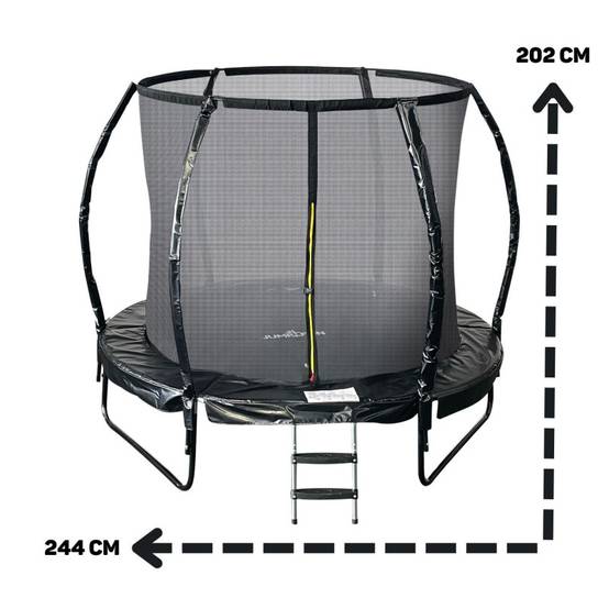 Trampoline 8Ft ø244cm noire avec Echelle, Protection et Filet de sécurité JUMP4FUN - Image 4