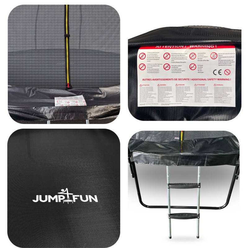 Trampoline 8Ft ø244cm noire avec Echelle, Protection et Filet de sécurité JUMP4FUN - Image 3