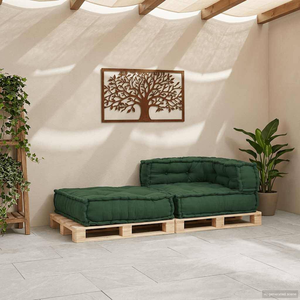 Canapé modulaire coton vert 70 x 70 x 54 cm - PANGIVO - Image 3