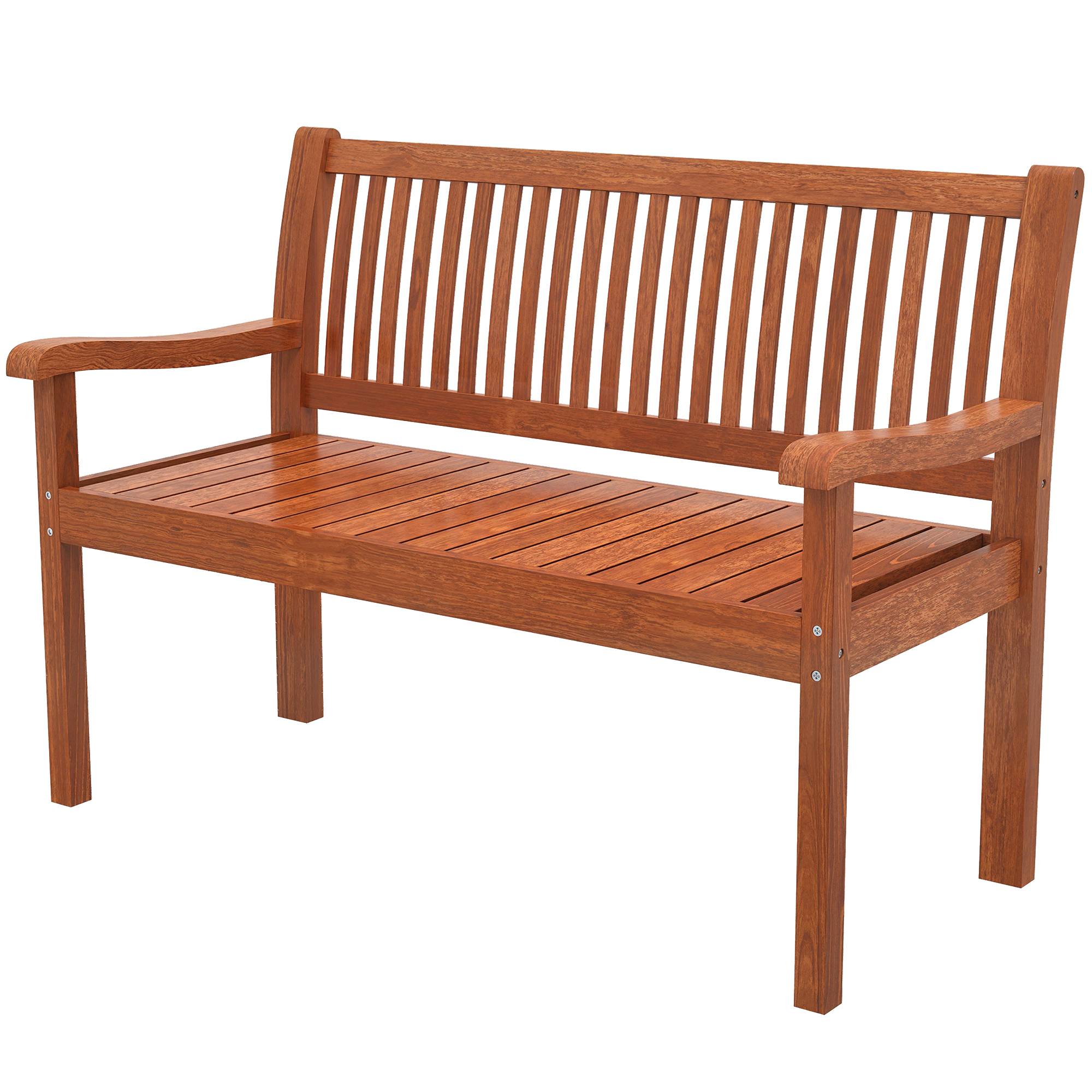 Banc de Jardin Banc Extérieur 2 Places avec Housse Imperméable et Dossier Ergonomique Bois Marron Clair - Image 2