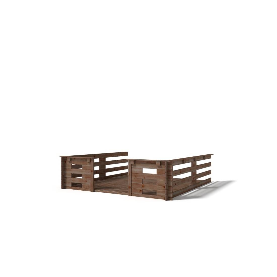 Altanka - Terrasse en bois avec balustrade pour abri en bois - 9m2 - 3m x 3m - imprégnée - couleur: marron - DOM540 - ALTANKA - Image 1