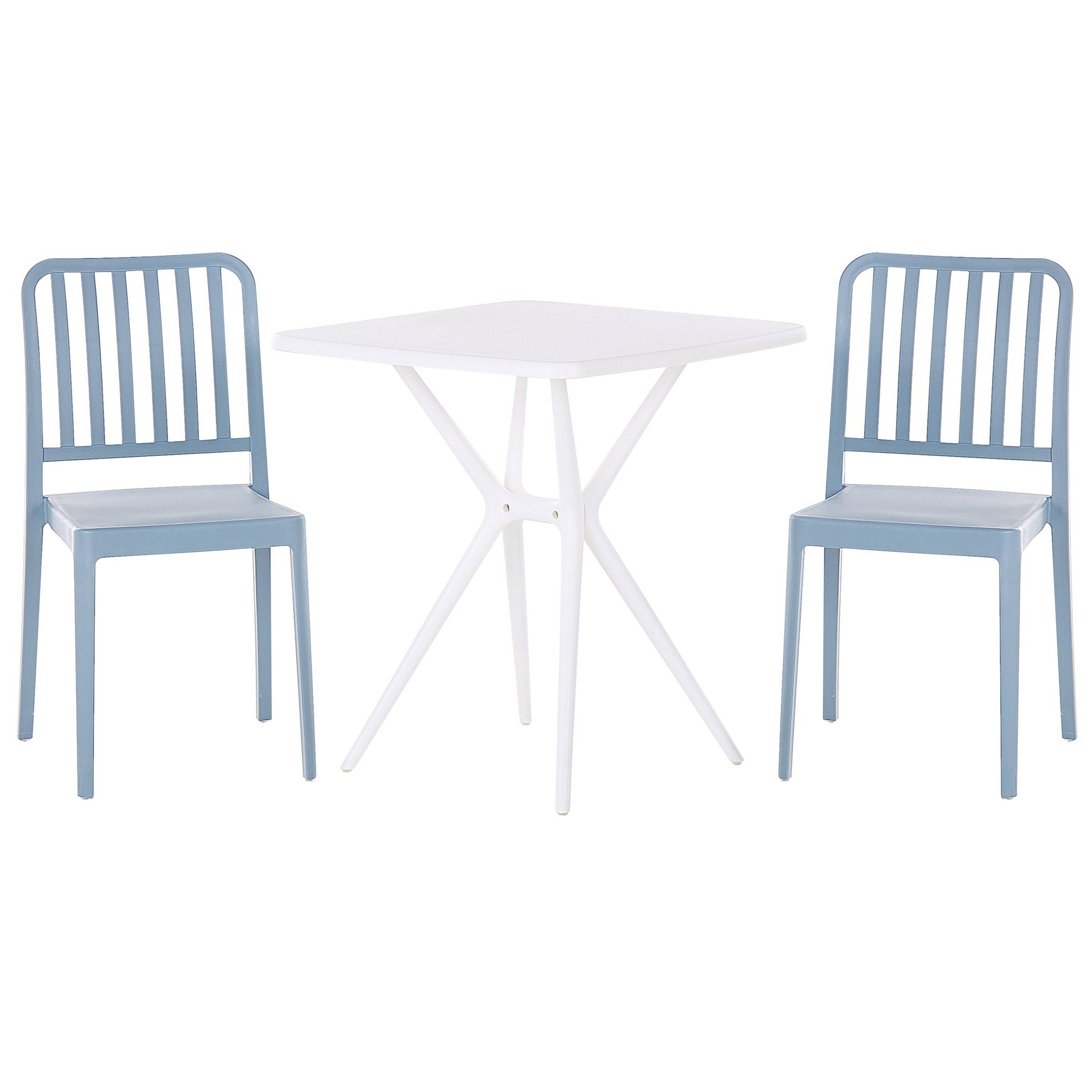 Beliani - Ensemble bistrot Bleu et Blanc en Plastique 2 chaises 1 table Moderne Résistant à l'Eau Meubles de Jardin et de Balcon - Image 1