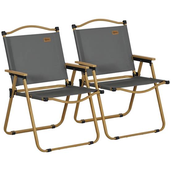 Lot 2 Chaises Camping Acier Oxford Pliables Plage Pêche Légères 54x59x78cm Gris Foncé - ComfortXL Outdoor Living - Image 1