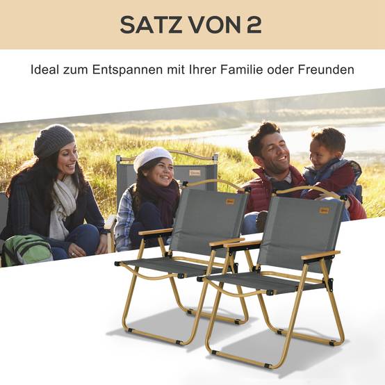 Lot 2 Chaises Camping Acier Oxford Pliables Plage Pêche Légères 54x59x78cm Gris Foncé - ComfortXL Outdoor Living - Image 6