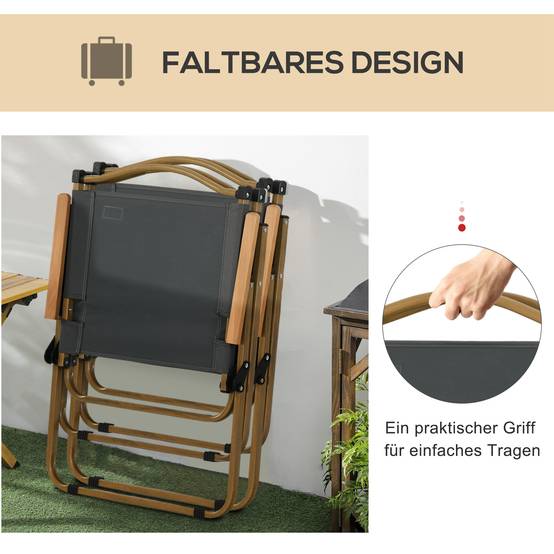 Lot 2 Chaises Camping Acier Oxford Pliables Plage Pêche Légères 54x59x78cm Gris Foncé - ComfortXL Outdoor Living - Image 7