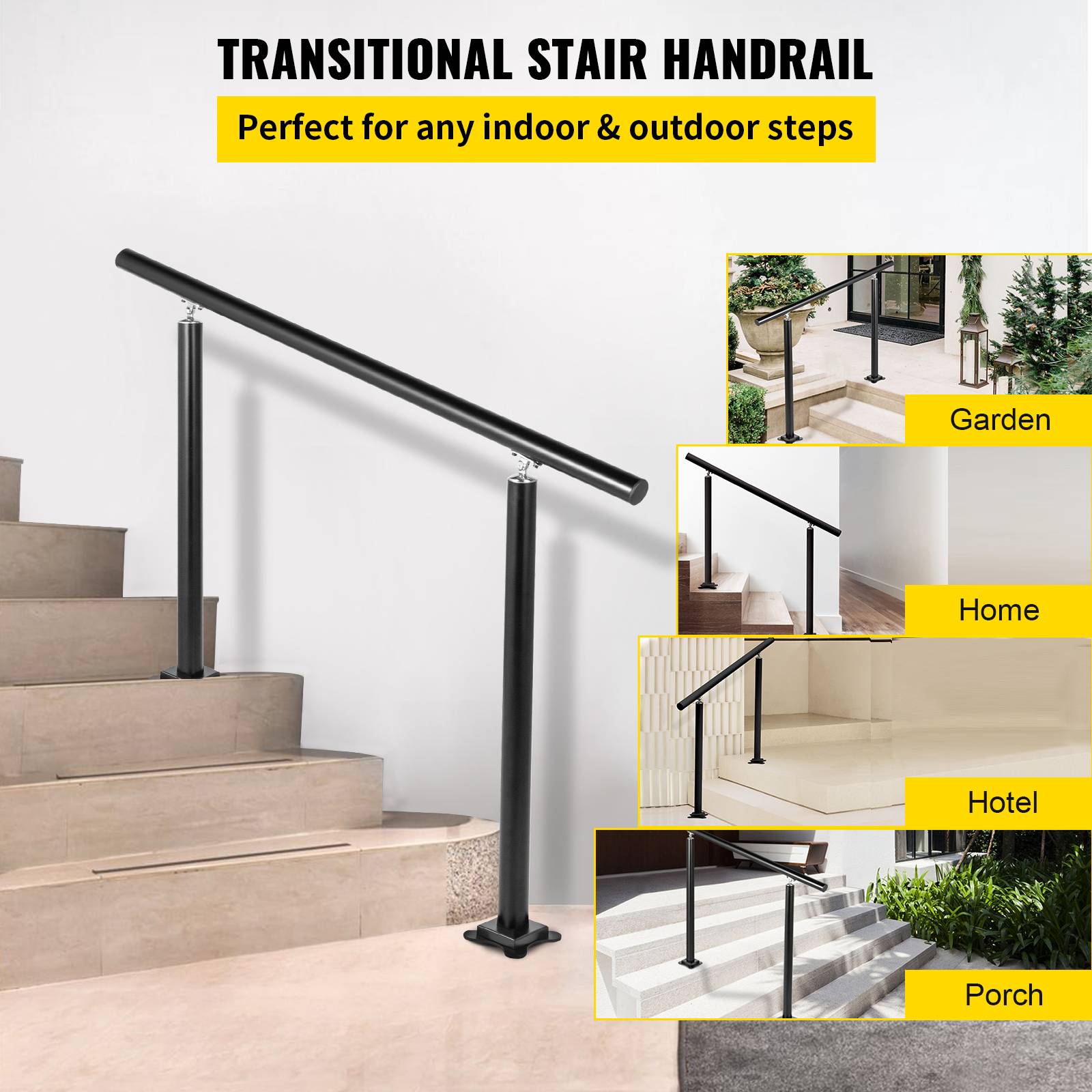 Vevor - VEVOR Escalier Extérieur de Main Courante de Transition 91 x 91 cm Noir Jardin - Image 2