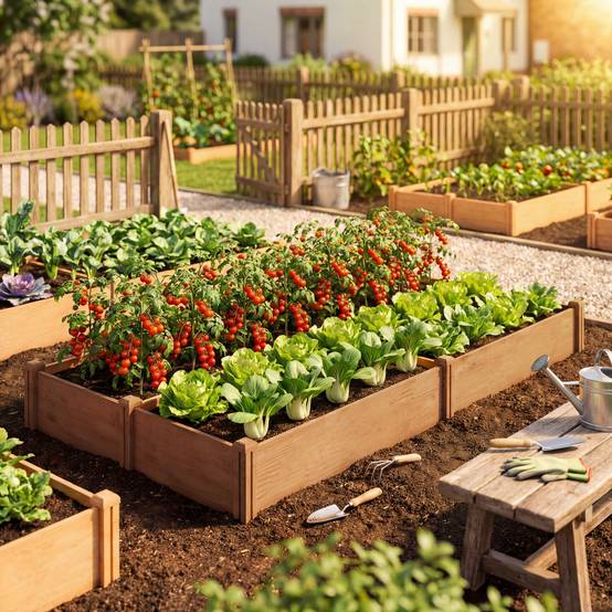 Sans Marque - Carré Potager en Bois Lit de Jardin Surélevé 4 Zones de Culture Fond Ouvert Montage sans Outil 234x109x25cm Marron Clair - Image 4