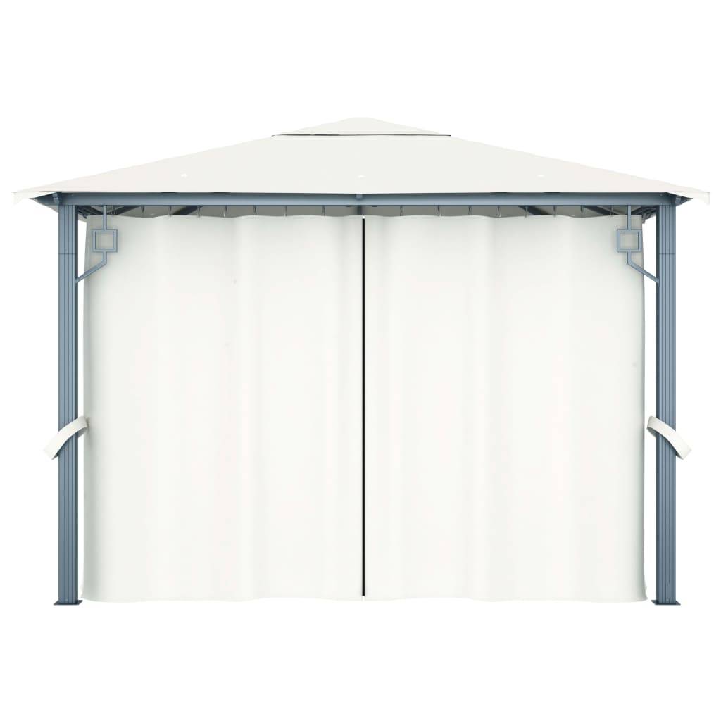 Tonnelle aluminium crème 300 x 300 x 270 cm avec rideaux - PANGIVO - Image 5