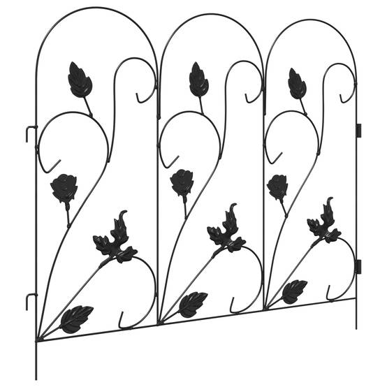 Clôture de jardin acier noir 5 pcs, Poids:3.16kg - PANGIVO - Image 4