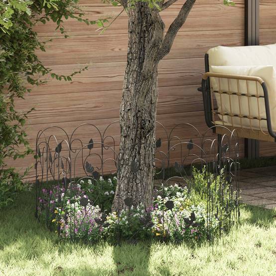 Clôture de jardin acier noir 5 pcs, Poids:3.16kg - PANGIVO - Image 3