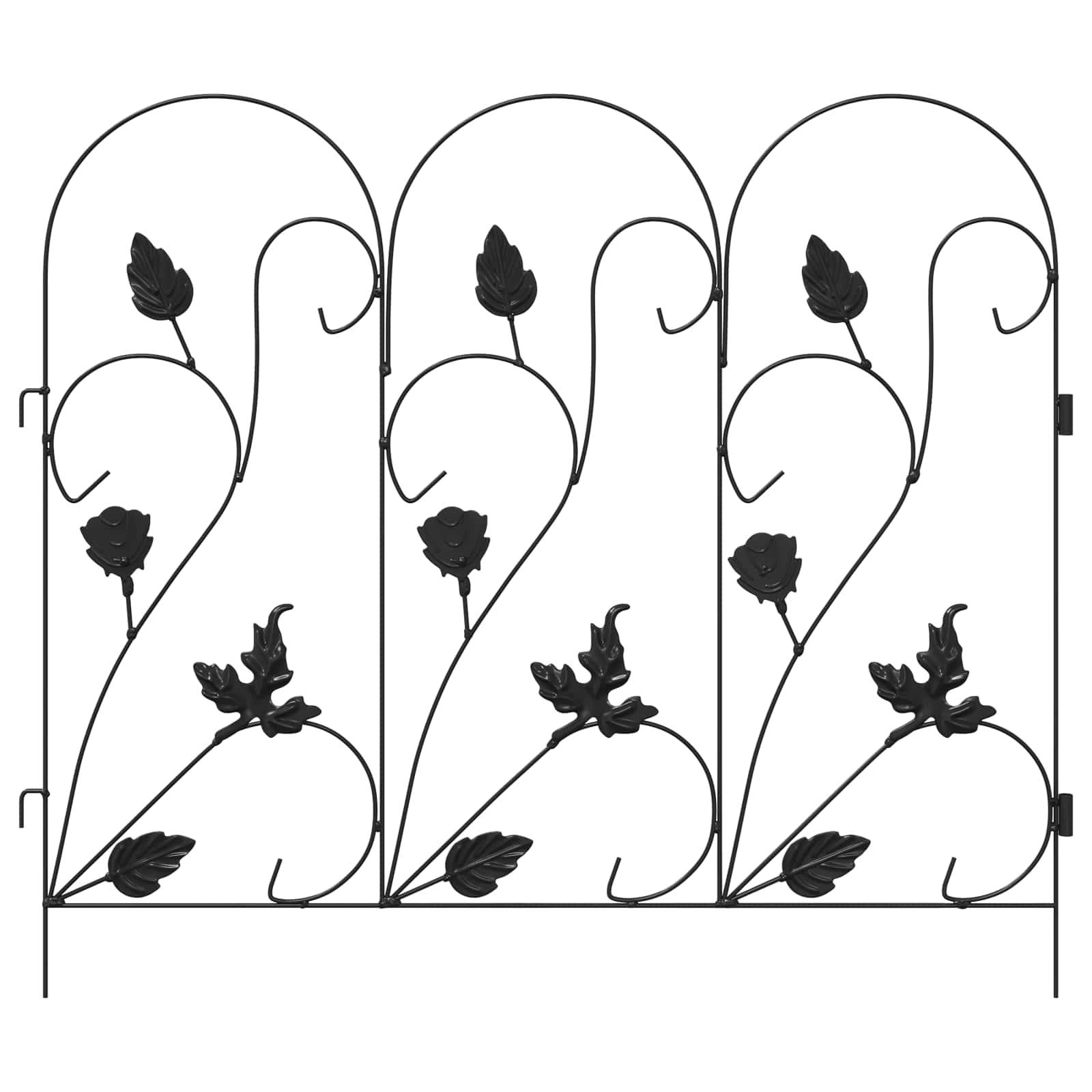 Clôture de jardin acier noir 5 pcs, Poids:3.16kg - PANGIVO - Image 5