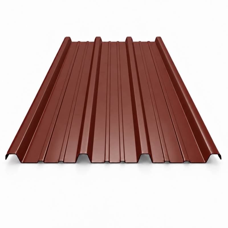 Plaque nervurée acier galvanisé laqué 900/25 - Coloris - Rouge 8012, Epaisseur - 0.5 mm, Largeur - 90 cm, Longueur - 200 cm