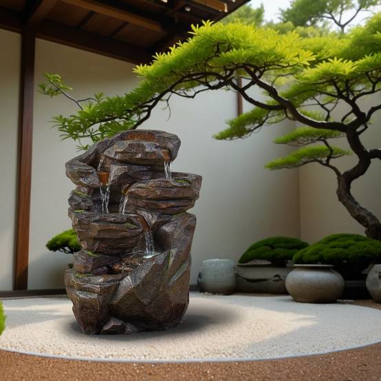 Zen Light - Grande Fontaine de Jardin Niagara – Fontaine Intérieur et Extérieur Cascade 5 Niveaux avec Led – Circuit fermé – H 71cm – Zen'Light - Image 1