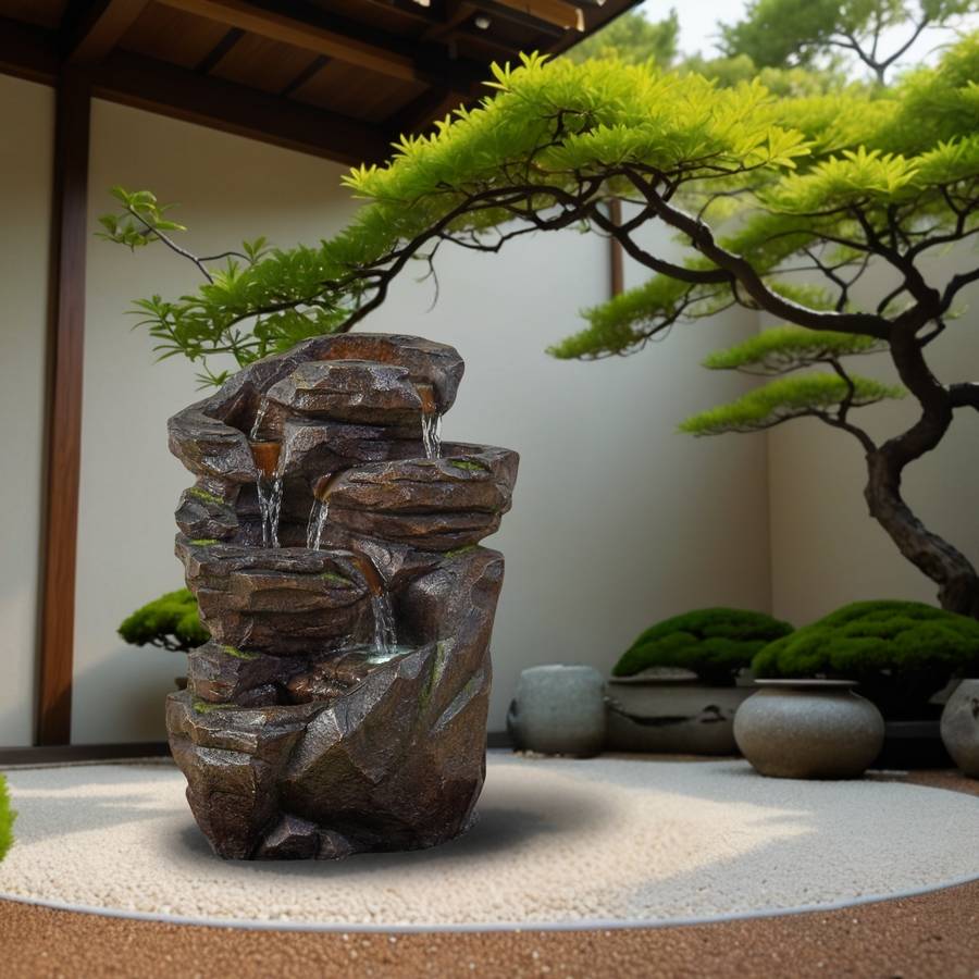 Zen Light - Grande Fontaine de Jardin Niagara – Fontaine Intérieur et Extérieur Cascade 5 Niveaux avec Led – Circuit fermé – H 71cm – Zen'Light - Image 1