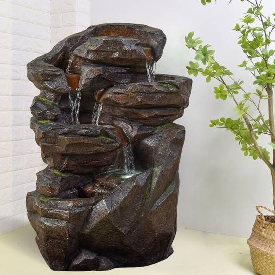 Zen Light - Grande Fontaine de Jardin Niagara – Fontaine Intérieur et Extérieur Cascade 5 Niveaux avec Led – Circuit fermé – H 71cm – Zen'Light - Image 4