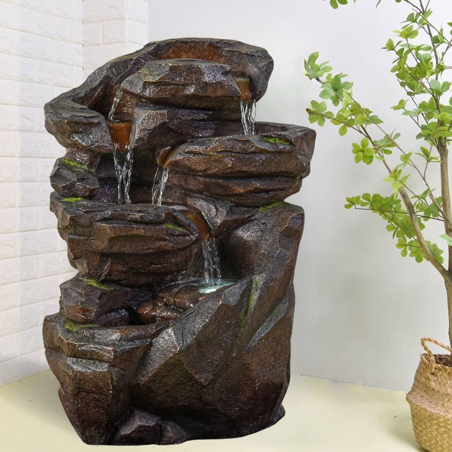 Zen Light - Grande Fontaine de Jardin Niagara – Fontaine Intérieur et Extérieur Cascade 5 Niveaux avec Led – Circuit fermé – H 71cm – Zen'Light - Image 4