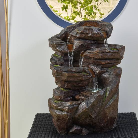 Zen Light - Grande Fontaine de Jardin Niagara – Fontaine Intérieur et Extérieur Cascade 5 Niveaux avec Led – Circuit fermé – H 71cm – Zen'Light - Image 9