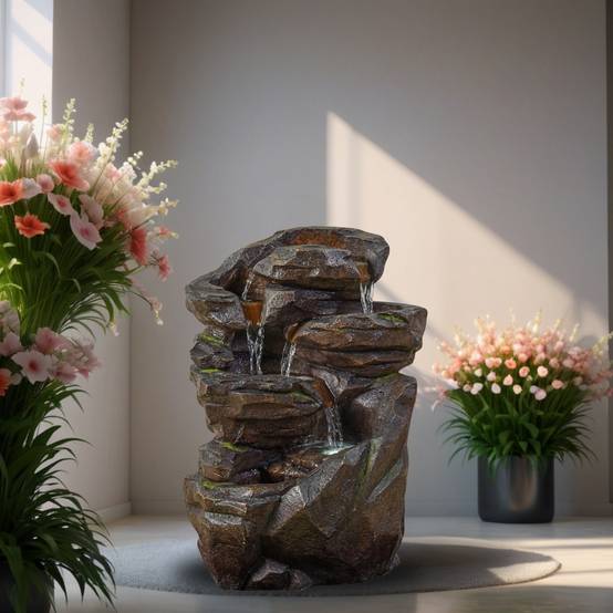 Zen Light - Grande Fontaine de Jardin Niagara – Fontaine Intérieur et Extérieur Cascade 5 Niveaux avec Led – Circuit fermé – H 71cm – Zen'Light - Image 3
