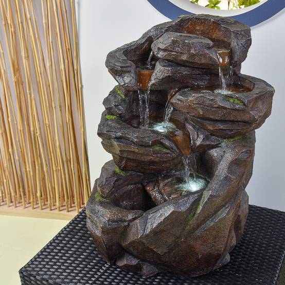 Zen Light - Grande Fontaine de Jardin Niagara – Fontaine Intérieur et Extérieur Cascade 5 Niveaux avec Led – Circuit fermé – H 71cm – Zen'Light - Image 10