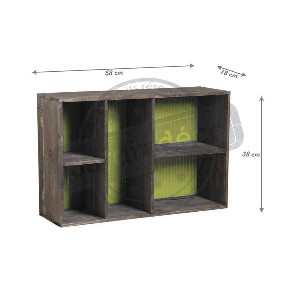 Aubry Gaspard - Etagère 5 niches en bois et zinc Vert - Image 2
