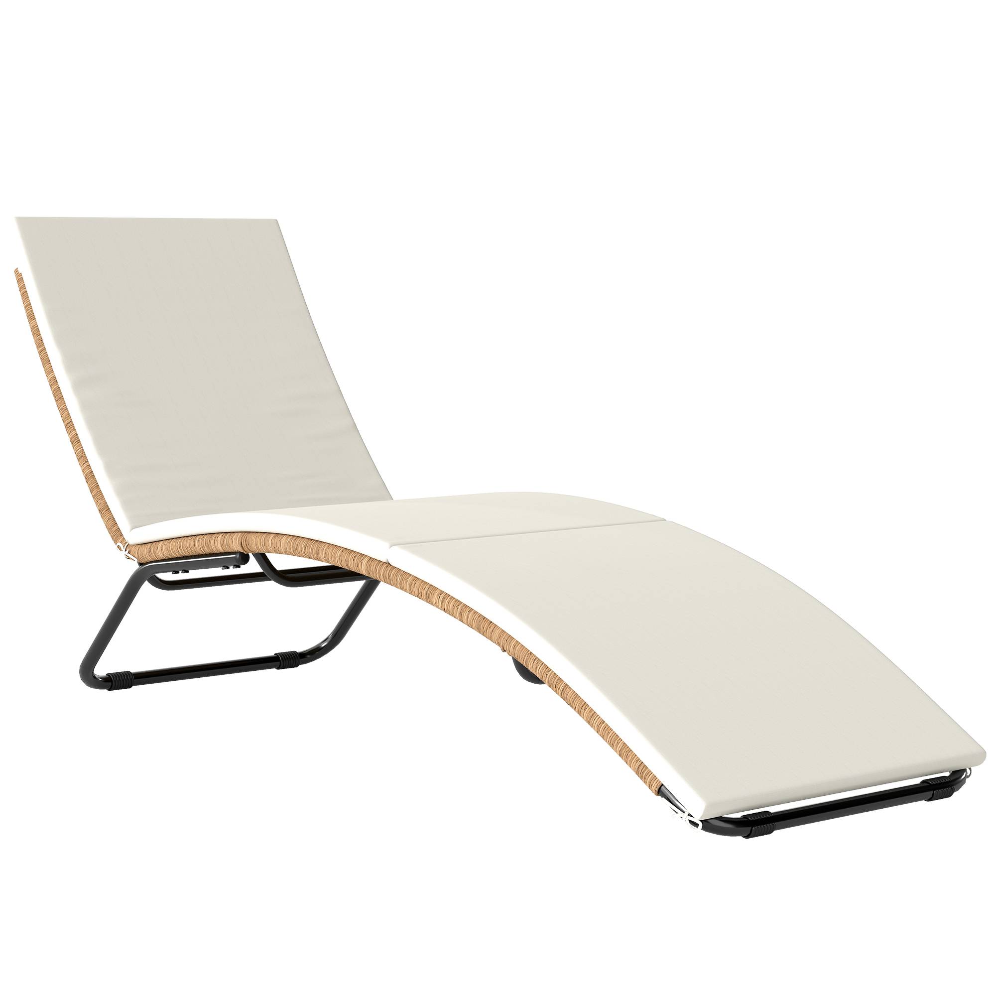 ComfortXL - Bain de soleil transat résine tressée jardin terrasse ergonomique avec coussin 175x57x80cm crème - ComfortXL Outdoor Living - Image 1