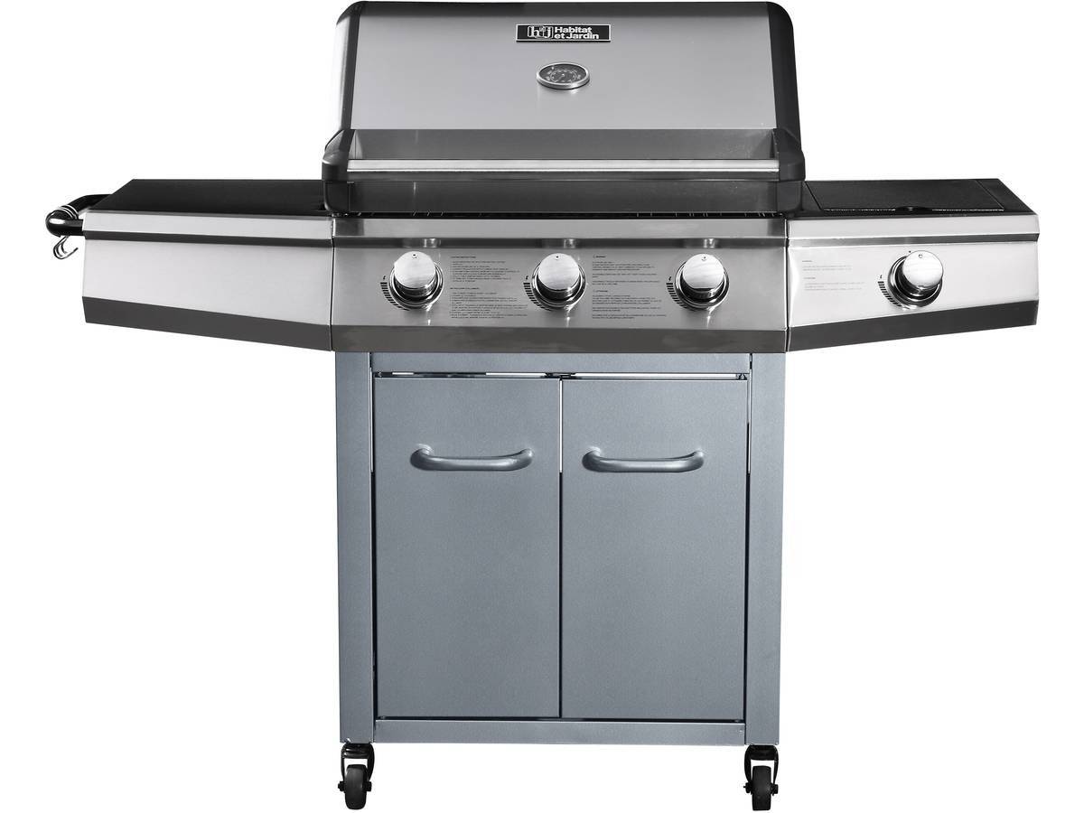 Barbecue Gaz "bingo 4" - 4 Brûleurs Dont 1 Latéral - 14kw + Housse Protection - Argenté -habitat Et Jardin - Image 2