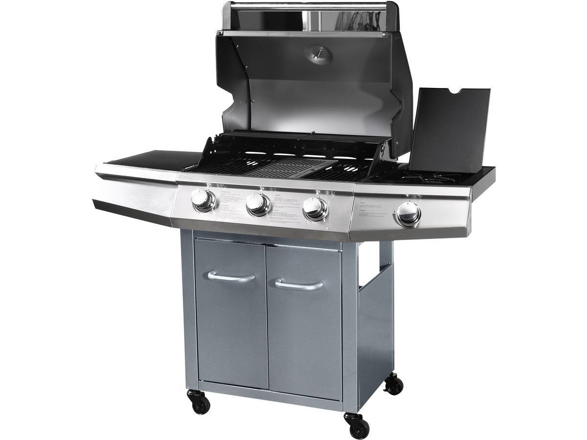Barbecue Gaz "bingo 4" - 4 Brûleurs Dont 1 Latéral - 14kw + Housse Protection - Argenté -habitat Et Jardin - Image 3