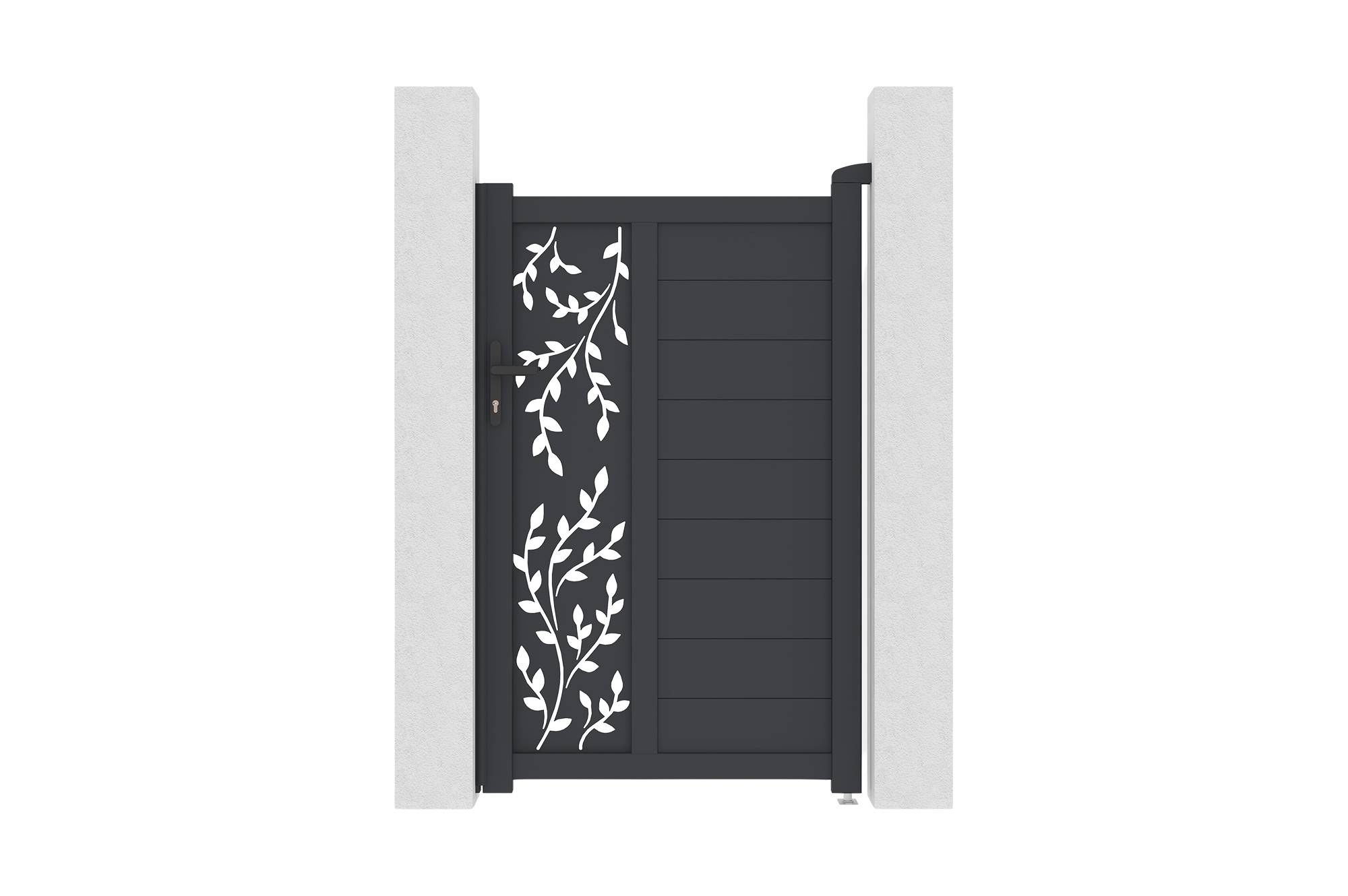 CASANOOV - Portail battant 3m FOLYA H.160cm + Portillon 1m FOLYA H.160cm aluminium gris - Image 3
