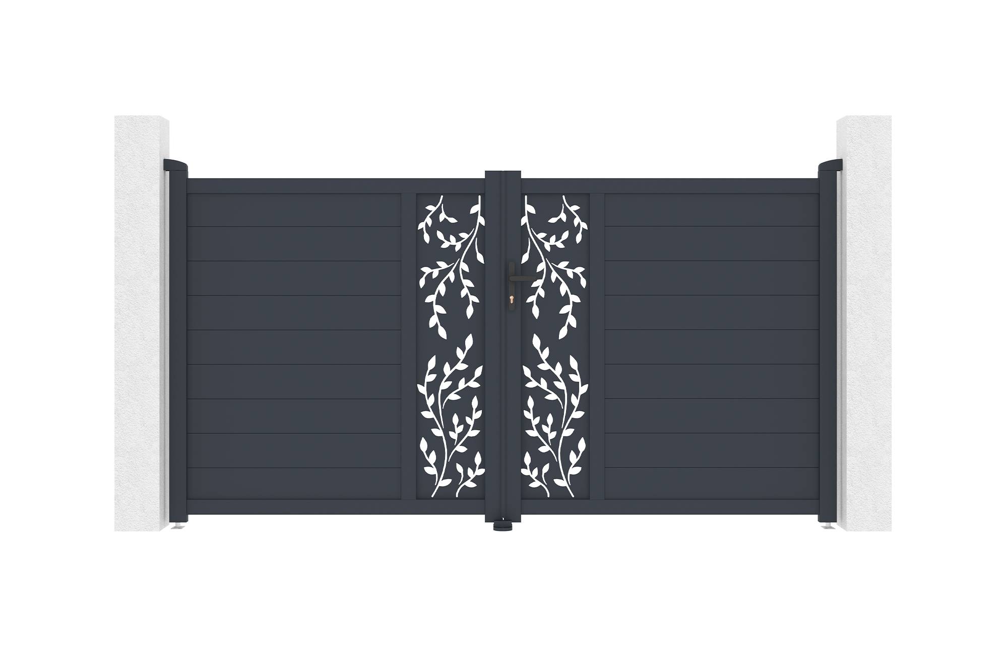 CASANOOV - Portail battant 3m FOLYA H.160cm + Portillon 1m FOLYA H.160cm aluminium gris - Image 2