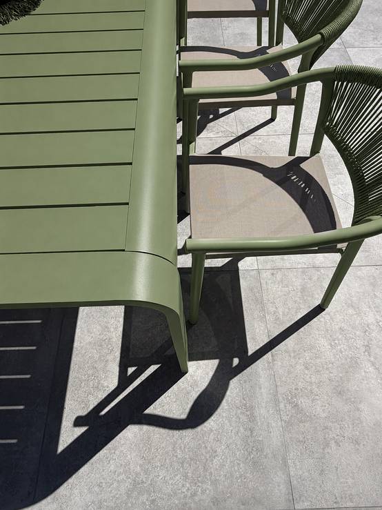 Dcb Garden - Ensemble repas de jardin en aluminium 6 places - Vert olive - HANOI - Image 4