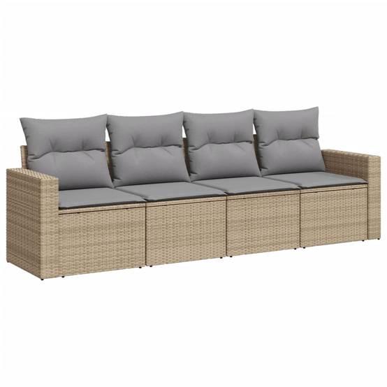 Salon de jardin avec coussins 4 pcs | Mobilier d'extérieur beige résine tressée Maison Chic - Image 1