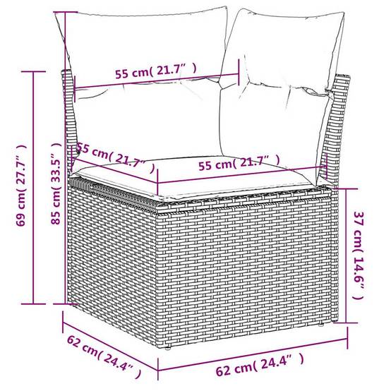 ComfortXL - Petit Salon de Jardin Bas 4 Pièces Résine Tressée Noire Coffre Rangement Intégré Coussins Bleus – ComfortXL Outdoor Living - Image 7