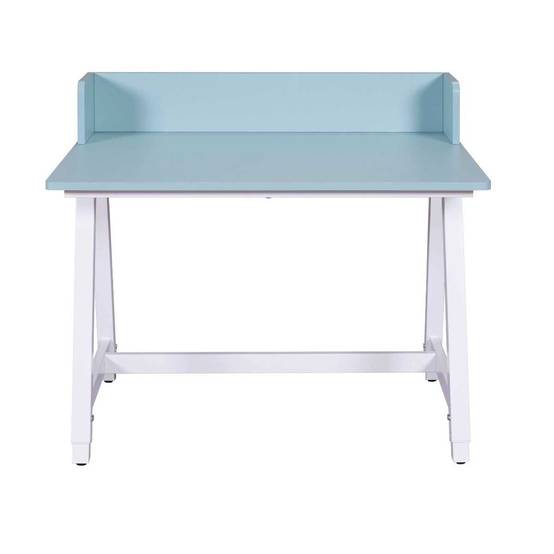 Bureau enfant réglable en hauteur en MDF plateau bleu et piètement métal laqué blanc - ELION - Image 3