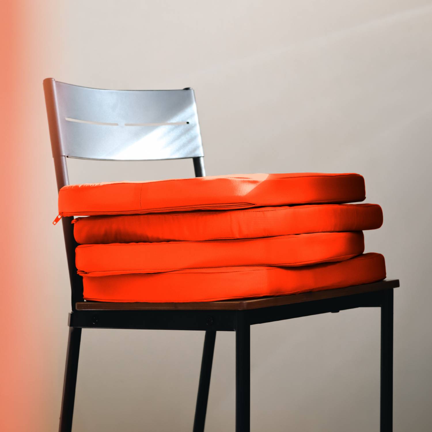 Linxor - Lot de 4 galettes, coussins déhoussables pour chaise - Orange - Linxor - Image 3