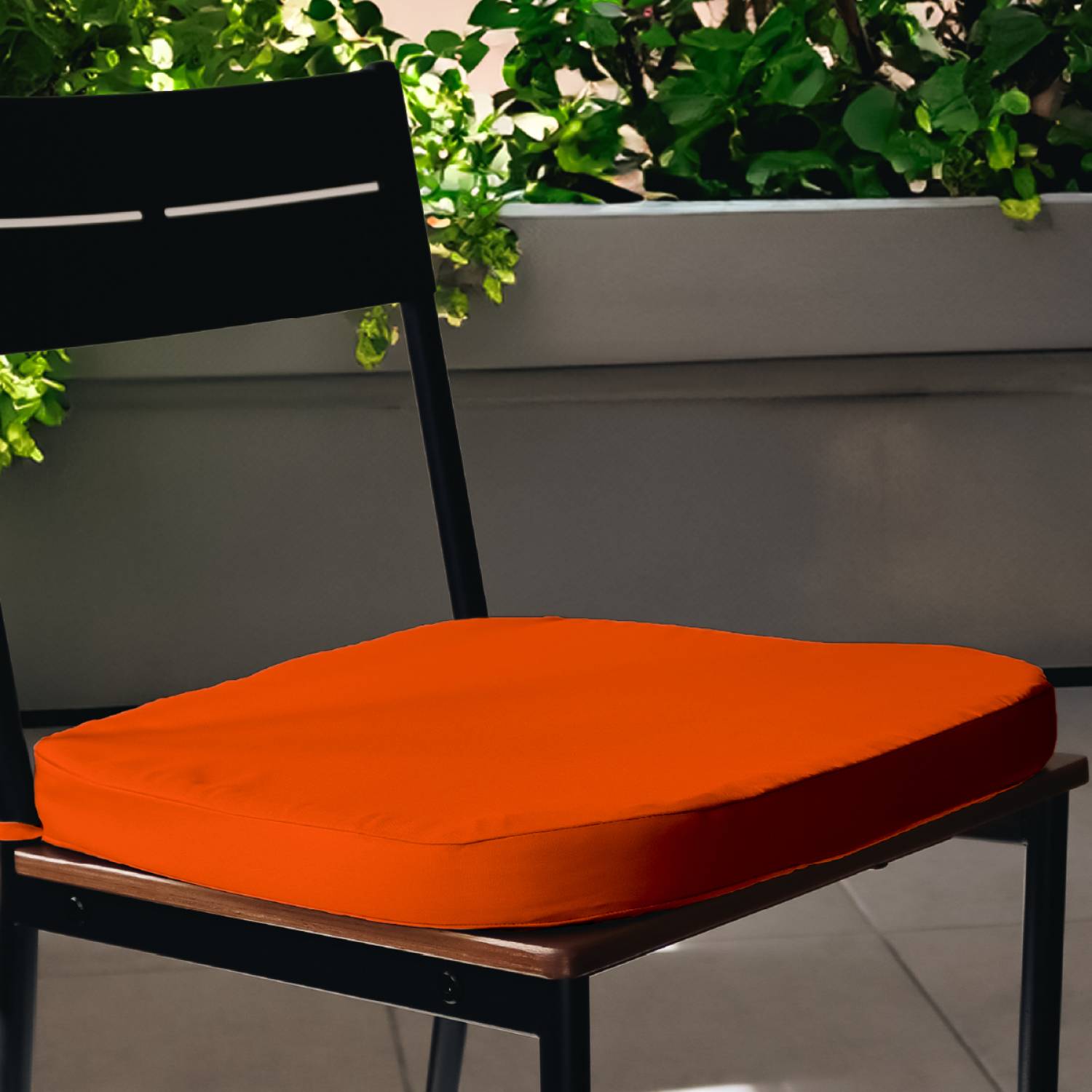 Linxor - Lot de 4 galettes, coussins déhoussables pour chaise - Orange - Linxor - Image 2