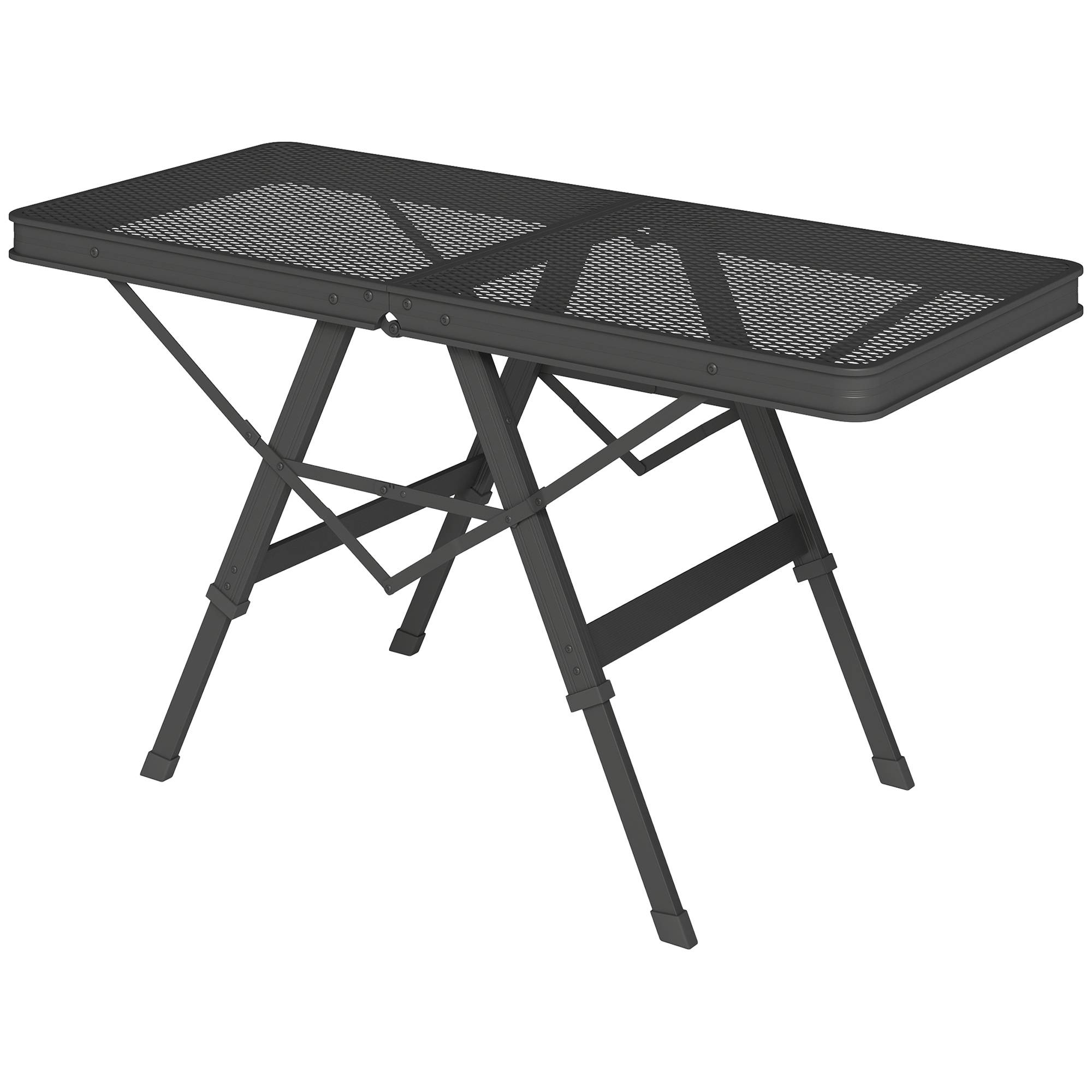 Table Pliante Métal Aluminium Camping Barbecue Plateau Grille Réglable Noir - ComfortXL Outdoor Living - Image 2