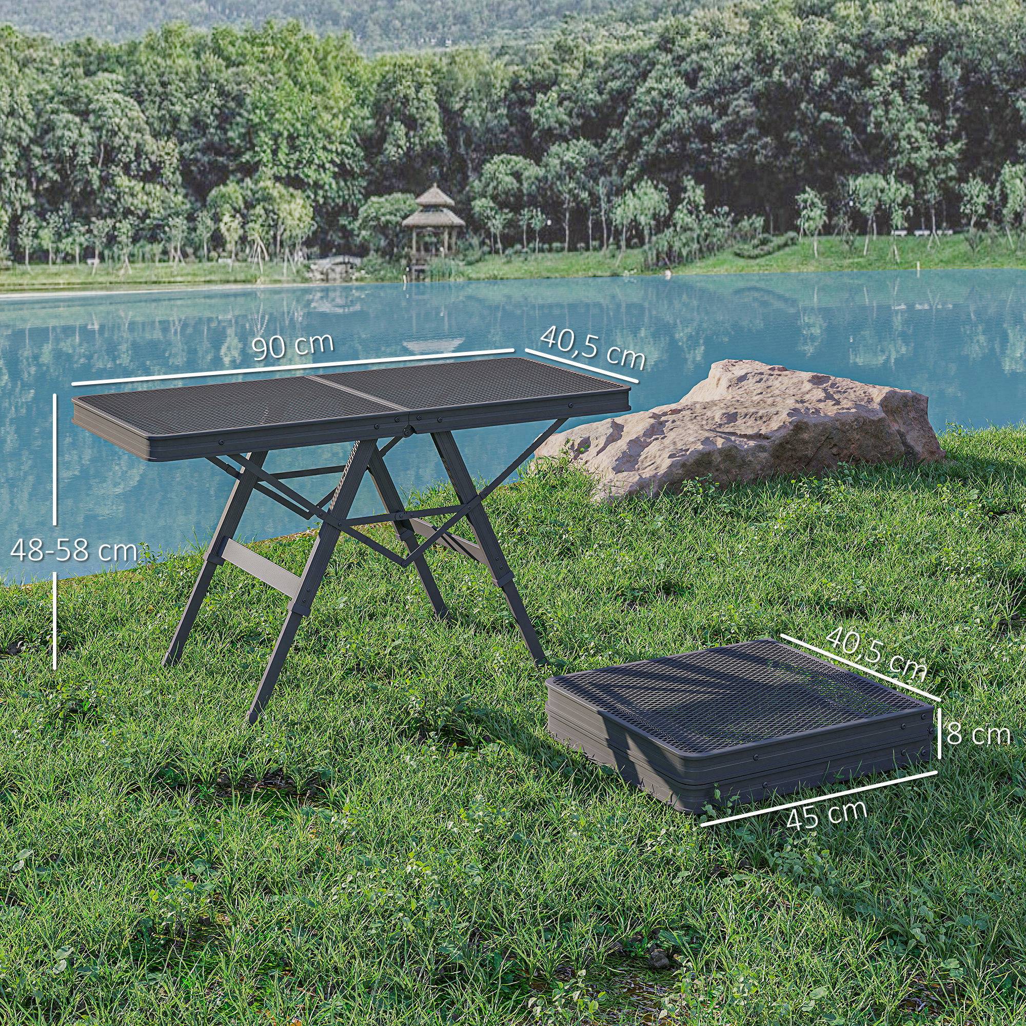 Table Pliante Métal Aluminium Camping Barbecue Plateau Grille Réglable Noir - ComfortXL Outdoor Living - Image 5