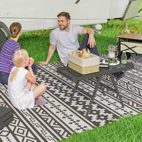 Table Pliante Métal Aluminium Camping Barbecue Plateau Grille Réglable Noir - ComfortXL Outdoor Living - Image 3
