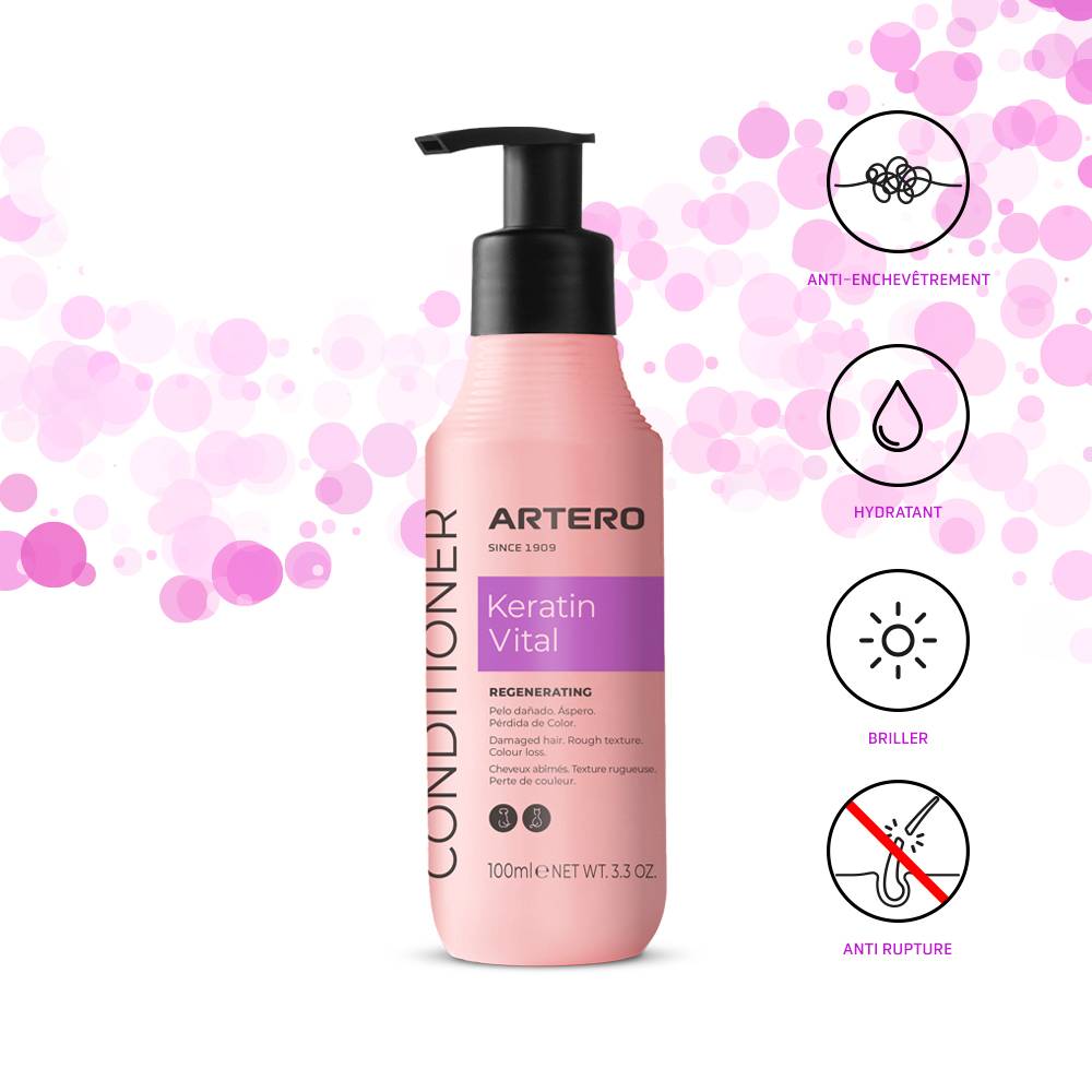 Artero Keratin Vital 100Ml. Après-shampoing pour chiens et chats qui permet de récupérer instantanément la douceur et l'éclat des poils naturels - Image 2