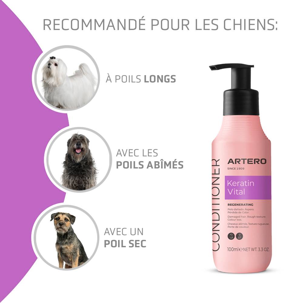 Artero Keratin Vital 100Ml. Après-shampoing pour chiens et chats qui permet de récupérer instantanément la douceur et l'éclat des poils naturels - Image 3