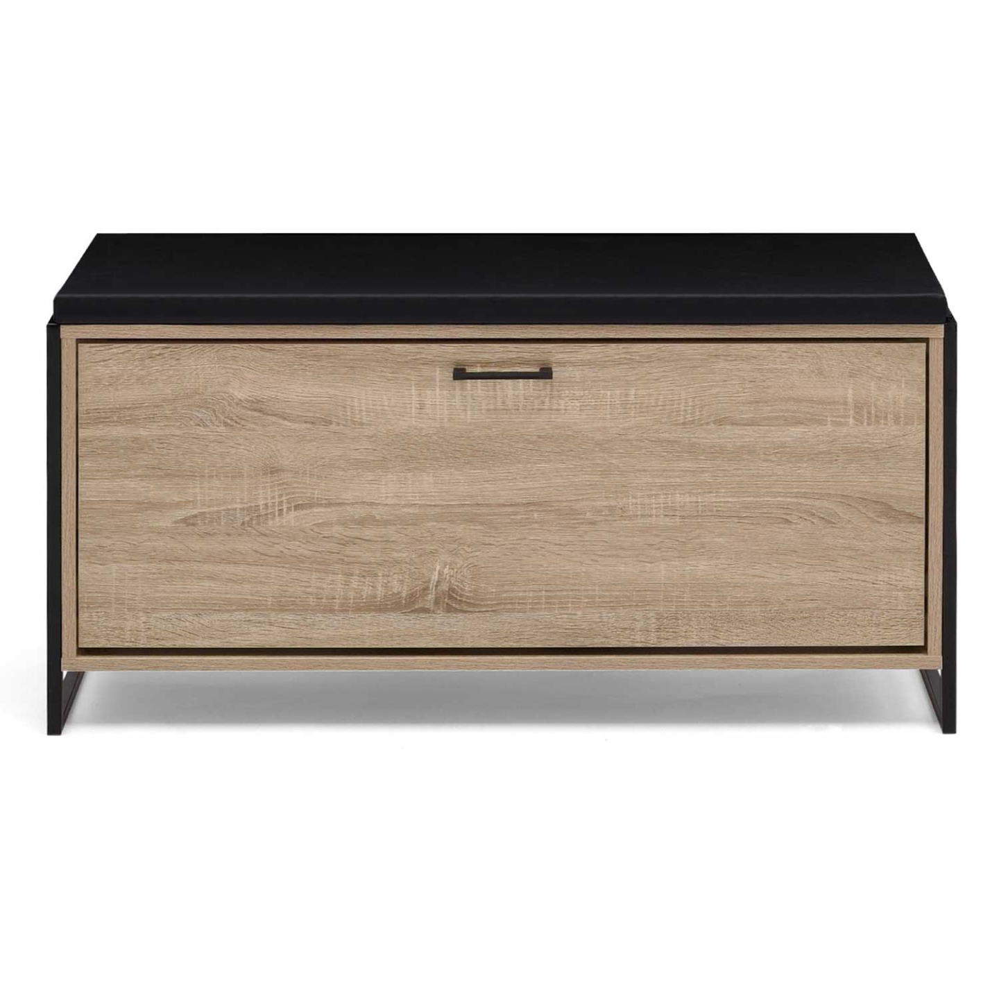 Banc d'entrée chaussures 100 cm avec coussin LUIS design industriel - Image 3