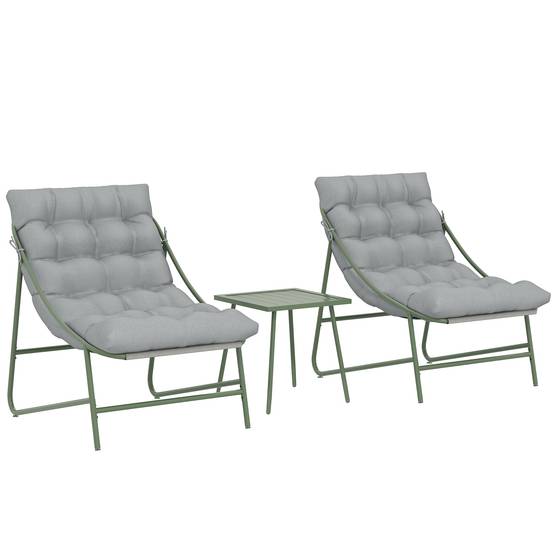 Outsunny - Ensemble bistrot de jardin 2 chaises, table basse et coussins - métal - 3 pièces - gris clair - Outsunny - Image 1