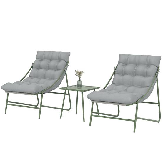 Outsunny - Ensemble bistrot de jardin 2 chaises, table basse et coussins - métal - 3 pièces - gris clair - Outsunny - Image 5