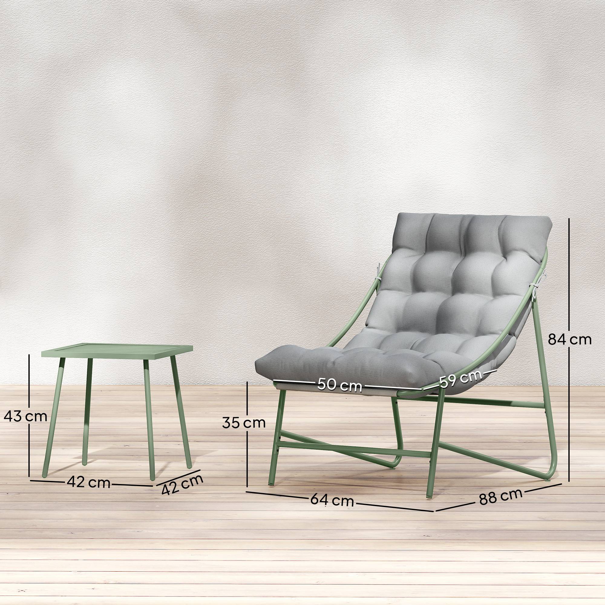 Outsunny - Ensemble bistrot de jardin 2 chaises, table basse et coussins - métal - 3 pièces - gris clair - Outsunny - Image 3