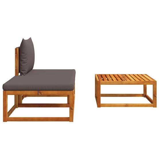 ComfortXL - Petit Salon de Jardin 3 Pcs Bois d'Acacia Massif et Corde Tressée avec Table et Repose-Pieds Design Gris – ComfortXL Outdoor Living - Image 5