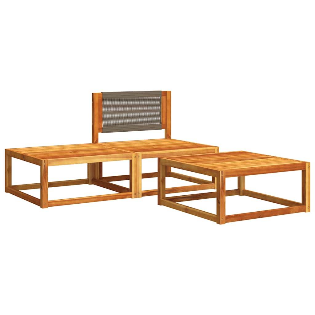 ComfortXL - Petit Salon de Jardin 3 Pcs Bois d'Acacia Massif et Corde Tressée avec Table et Repose-Pieds Design Gris – ComfortXL Outdoor Living - Image 3