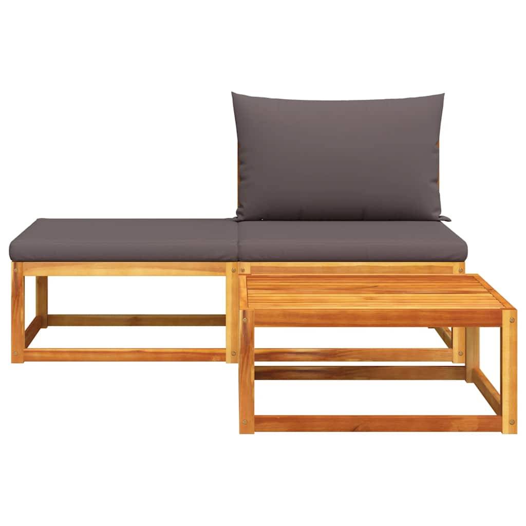 ComfortXL - Petit Salon de Jardin 3 Pcs Bois d'Acacia Massif et Corde Tressée avec Table et Repose-Pieds Design Gris – ComfortXL Outdoor Living - Image 4