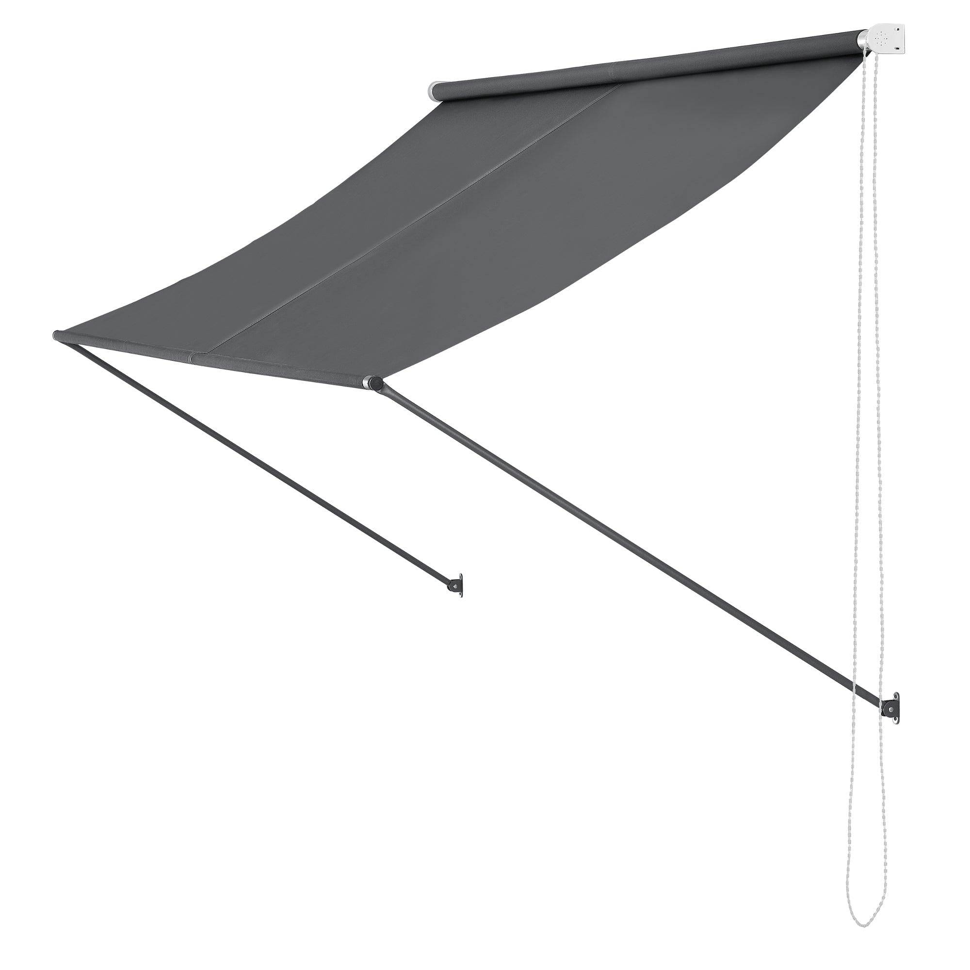 Brise-soleil pare-soleil auvent pour fixer au mur rétractable armature en acier 300 x 120 cm gris - Image 1